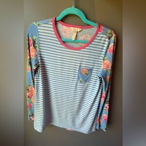 Matilda Jane "Me Time" Long Sleeve Striped Floral
Tee Sz S